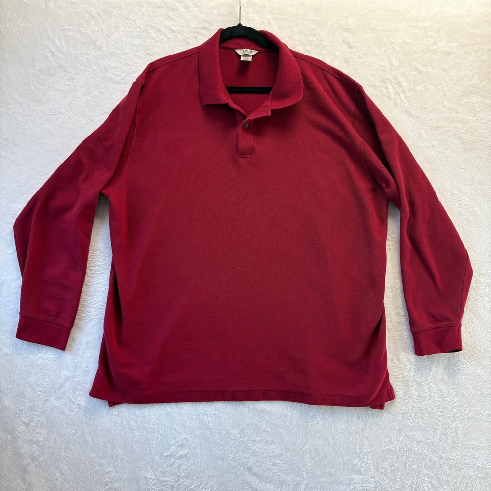 LL Bean Polo Shirt‎ Men Sz XXL Tall Red Wrinkle Resistant Double L Holiday